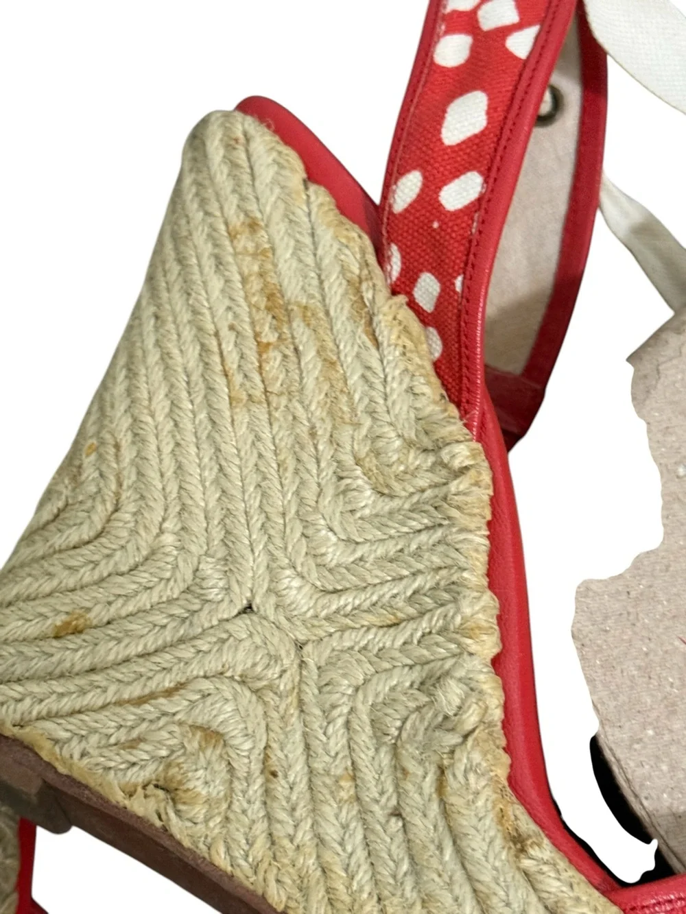Diane von Furstenberg red canvas polka dot espadrille wedge Sandals